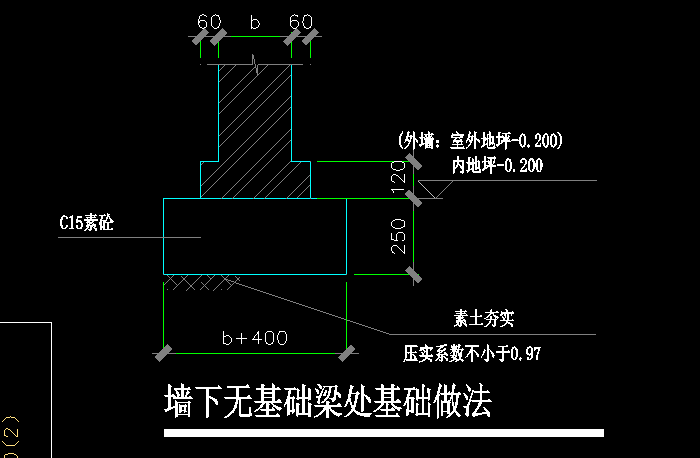 墙下无基础梁处基础做法