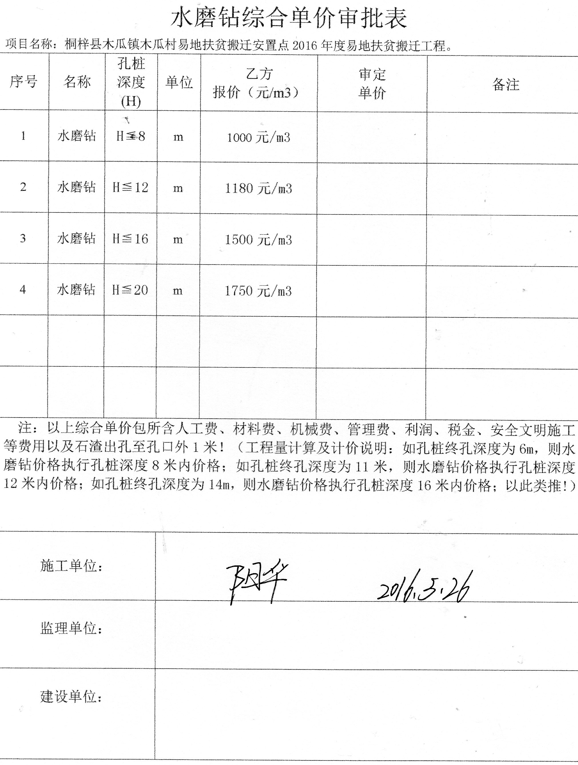 水磨钻孔桩的单价