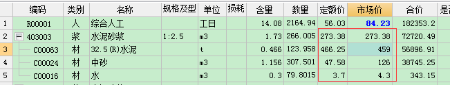 工料机显示