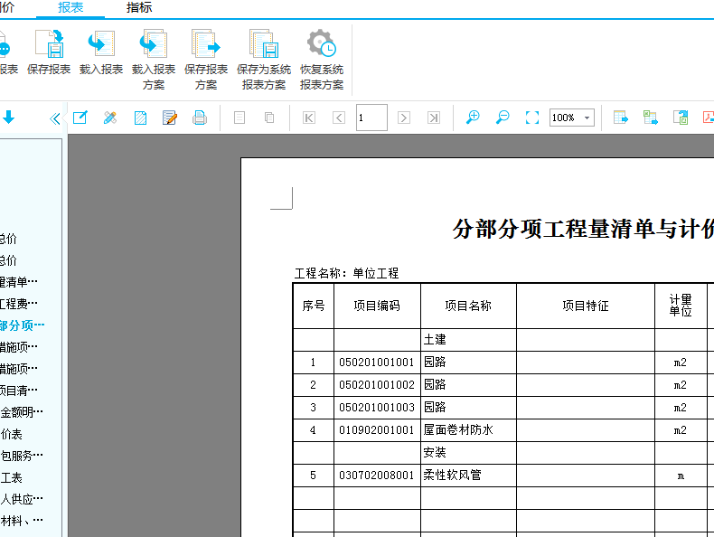 工程预算表