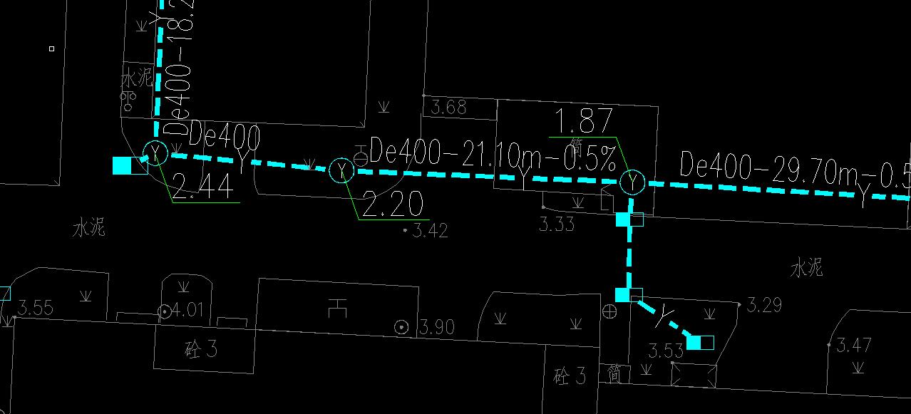 图中雨水检查井旁边标注的2.44和2.20代表的是什么.