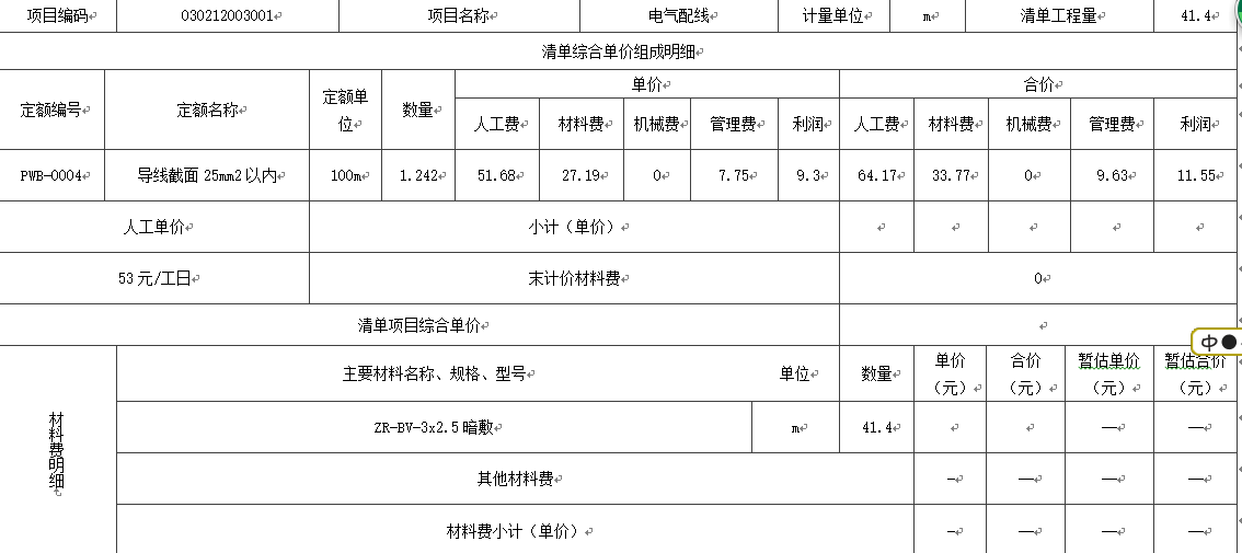清單綜合單價