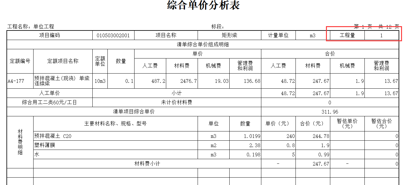 综合合价