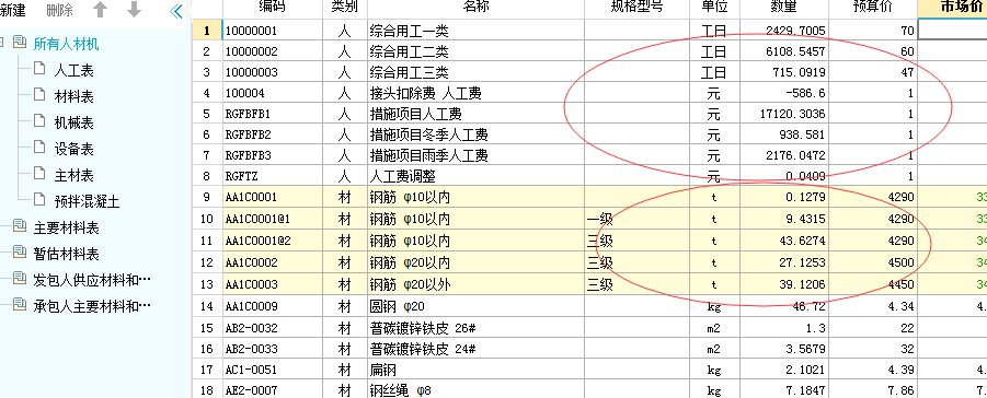 主材表