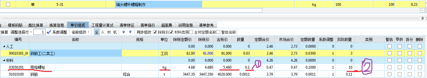 定额含量