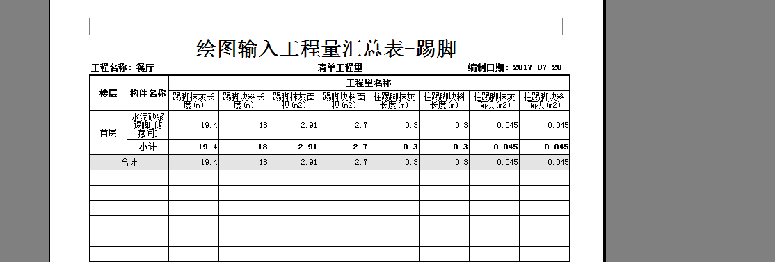 块料面积