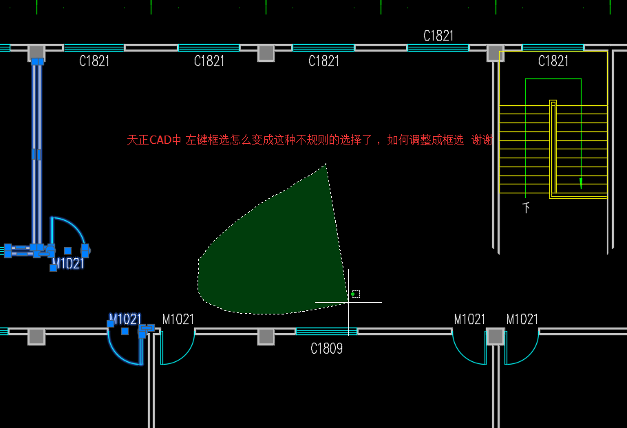 天正CAD中,左键框选变成了不规则的框选了,请cad2013位64盘网百度图片