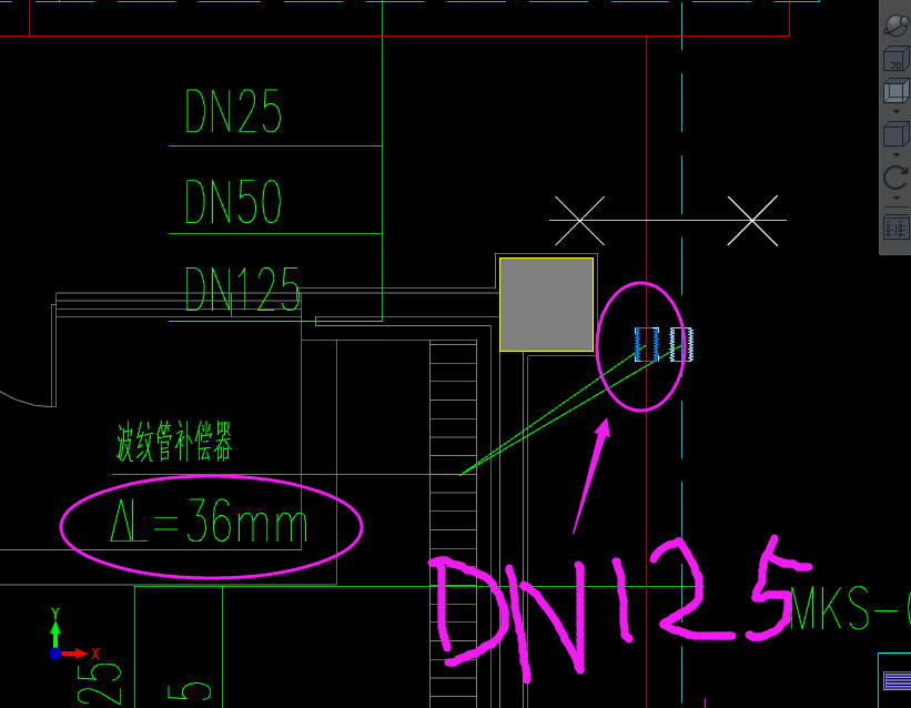 这两个波纹管补偿器都是dn125的,但是伸缩长度不一样,绘图识别及套价