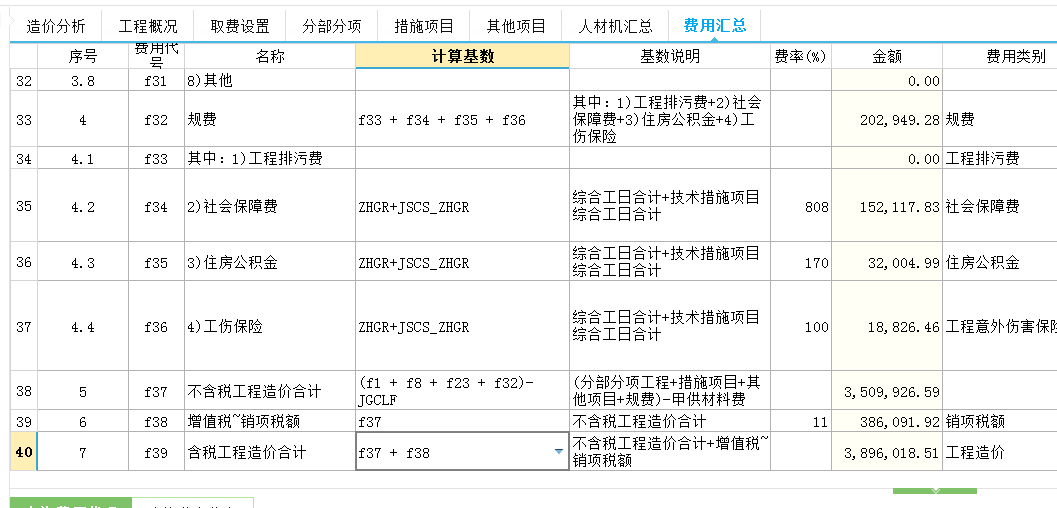 费用汇总