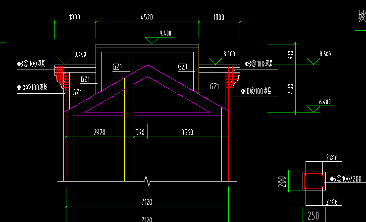 山墙上的粱与构造柱怎么画