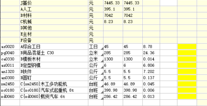 定额含量