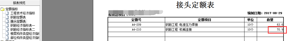 接头汇总表