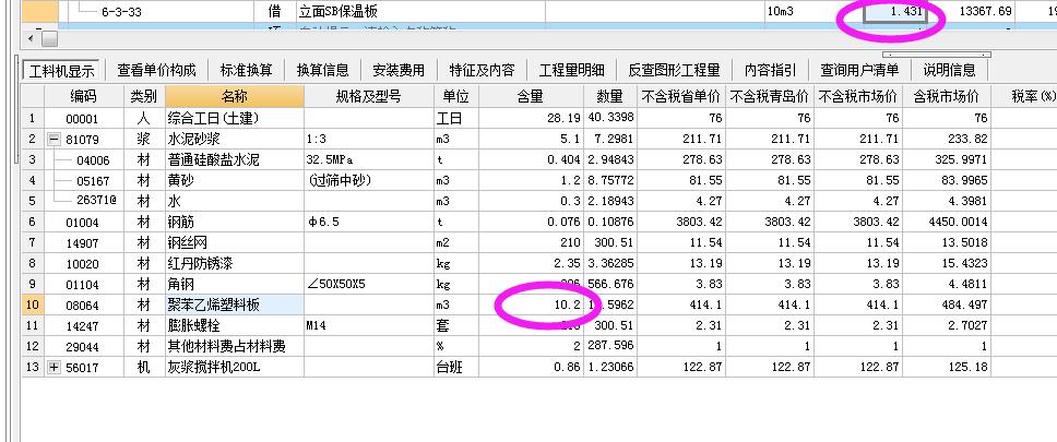 定额含量