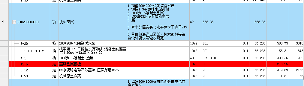 塊料面積
