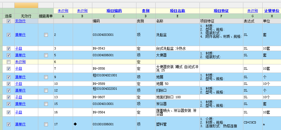 项目特征