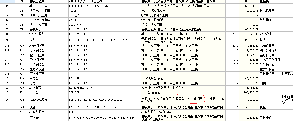 只取税金项