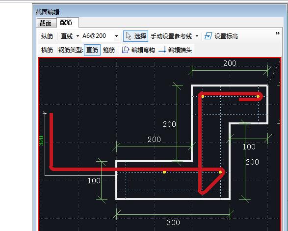 截面编辑的配筋怎么画弯曲的钢筋