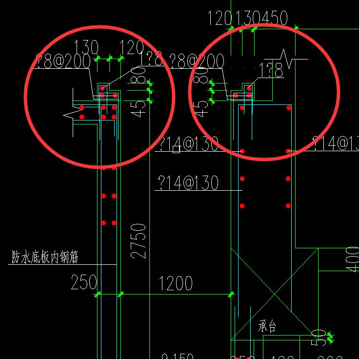 红圈内的剪力墙上多一块小矮墙应该怎么画然后怎么定义水平筋和垂直筋