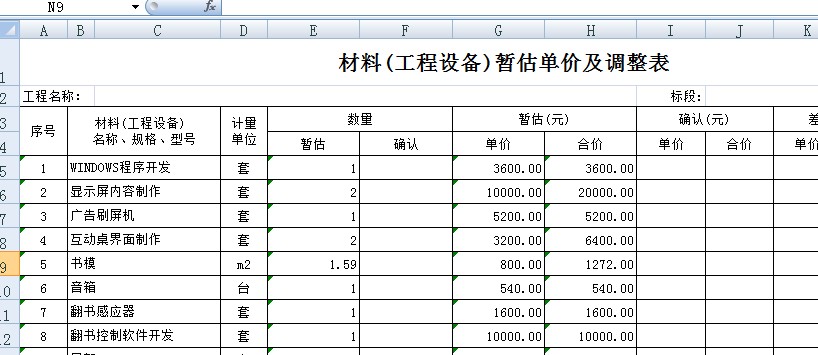 综合单价不