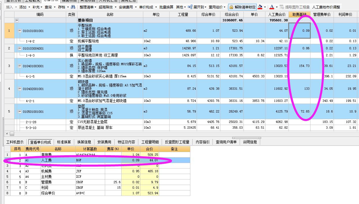 综合单价分析