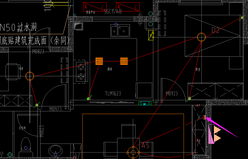 户内照明平面图各灯具开关都接几根线