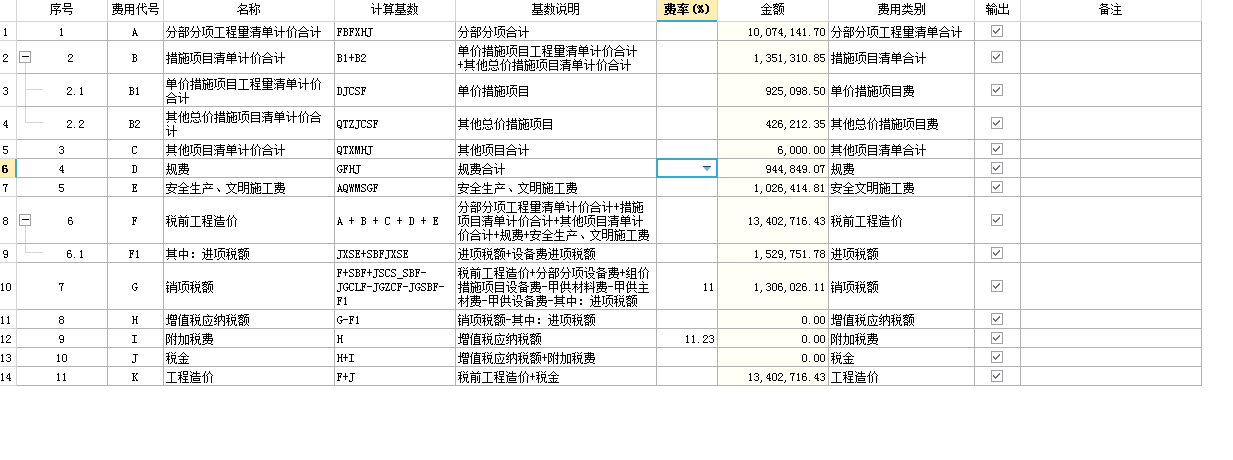 费用汇总