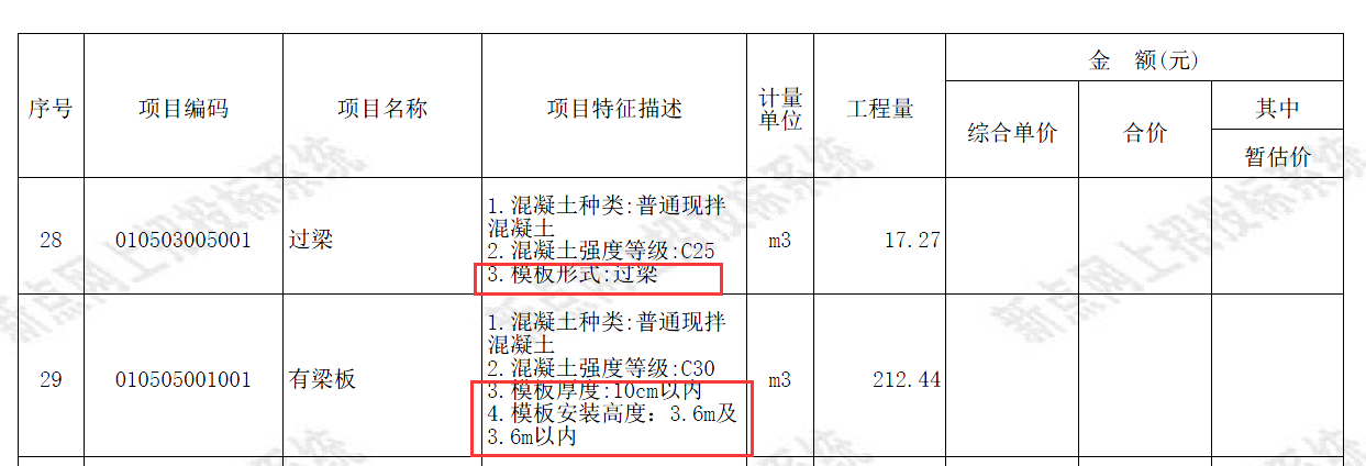 现浇混凝土清单项目特征描述内含有模板内容在措施费中套用模板费用时