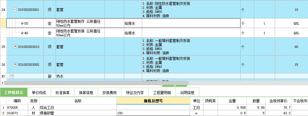 项目特征