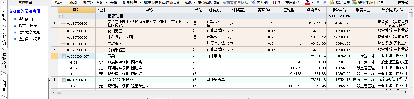 計價表