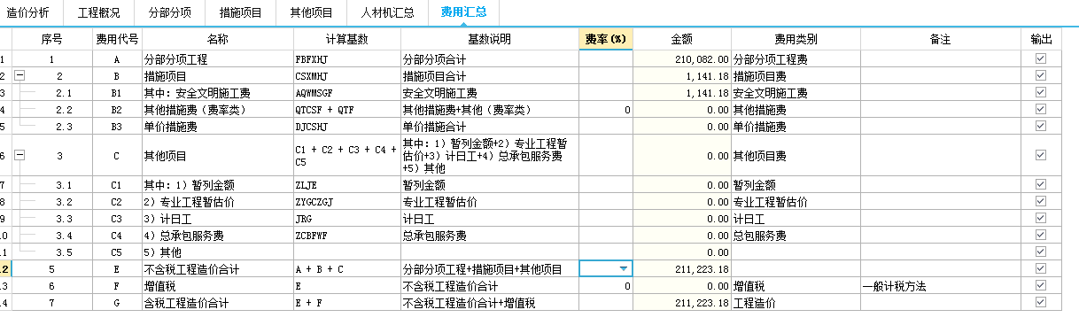 费用汇总