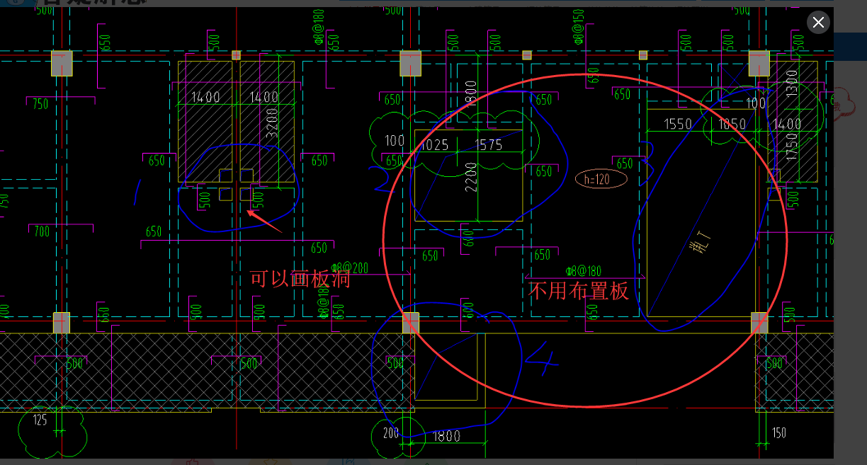 如图,圈起来的地方哪些需要画板洞,哪些不用