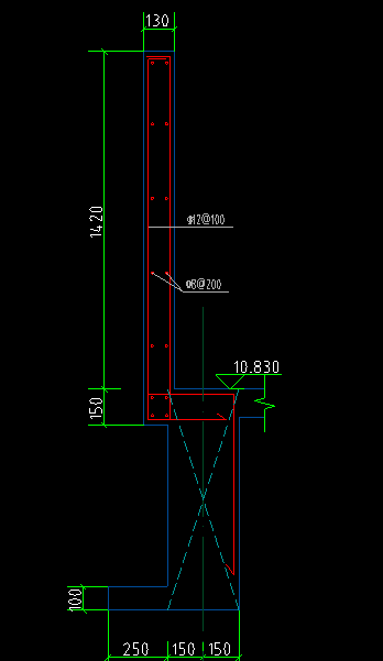 这个女儿墙用自定义线布置钢筋,显示的是七根,但是图里给的是五根,这