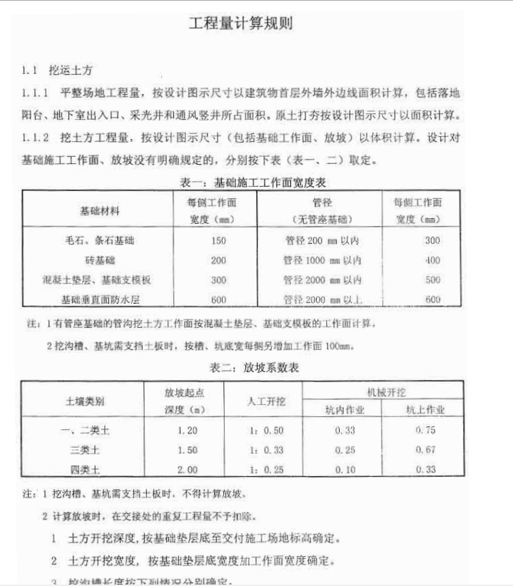 放坡系数