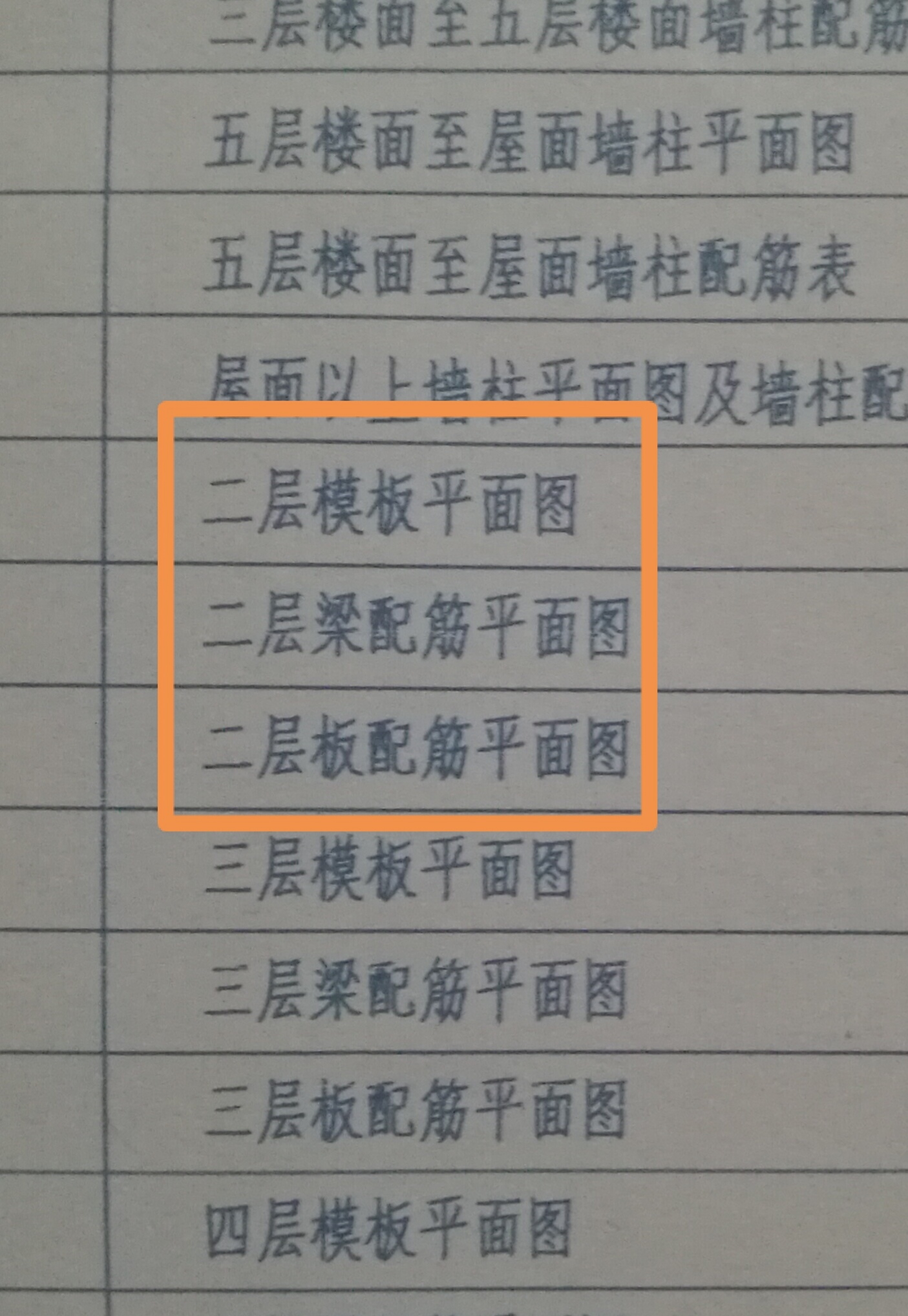 图纸目录上布局,梁以及梁配筋都放大二层是从cad模板中图纸开始图片