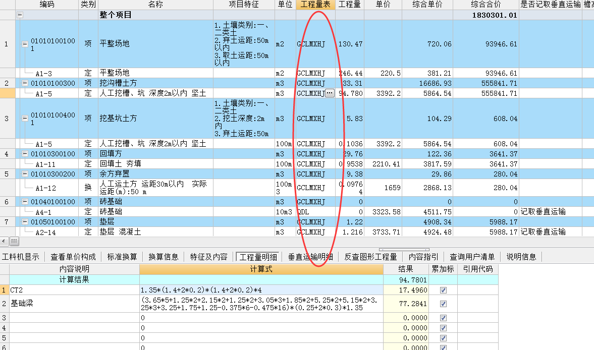 程量表达式