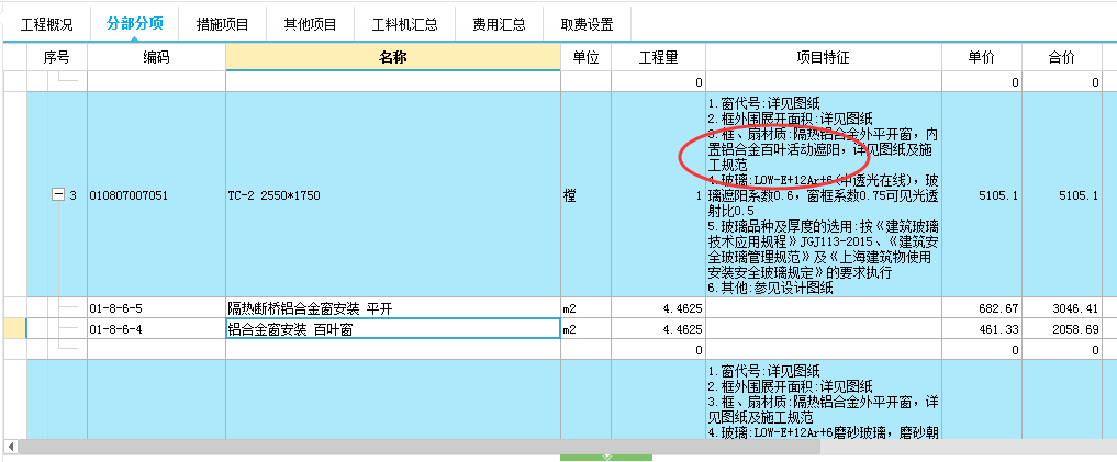 项目特征