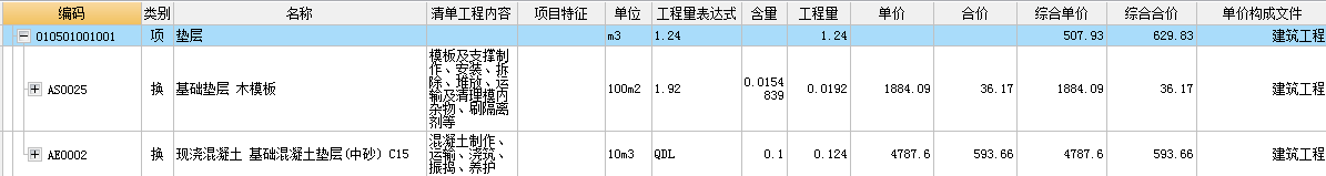 综合单价不