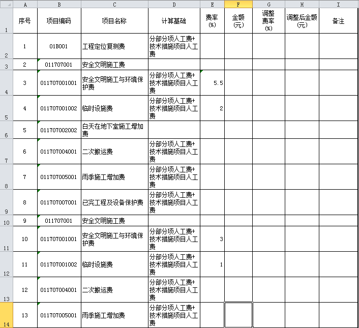 安全文明施工费