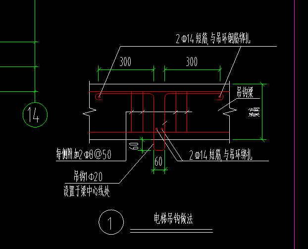 电梯吊钩和梁上翻