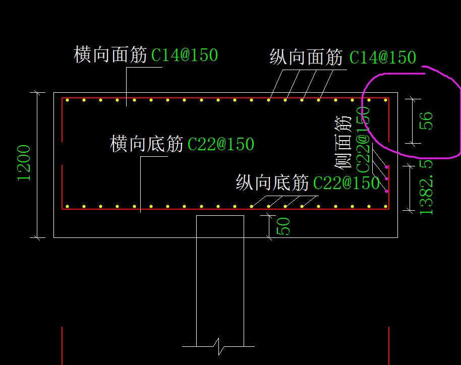 承台面筋这部分弯折应该怎样手算呢图纸里面没有给出弯折的具体数值