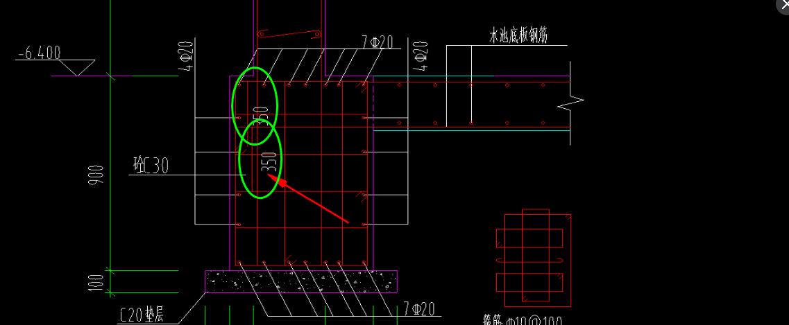 挡墙按框支梁锚固,其中有两根钢筋怎么确定量