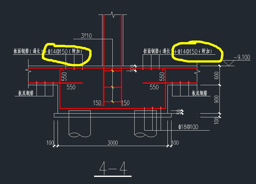 请问我所截图的这个桩承台大样中,(附加)钢筋表示是纵向面筋是筏板