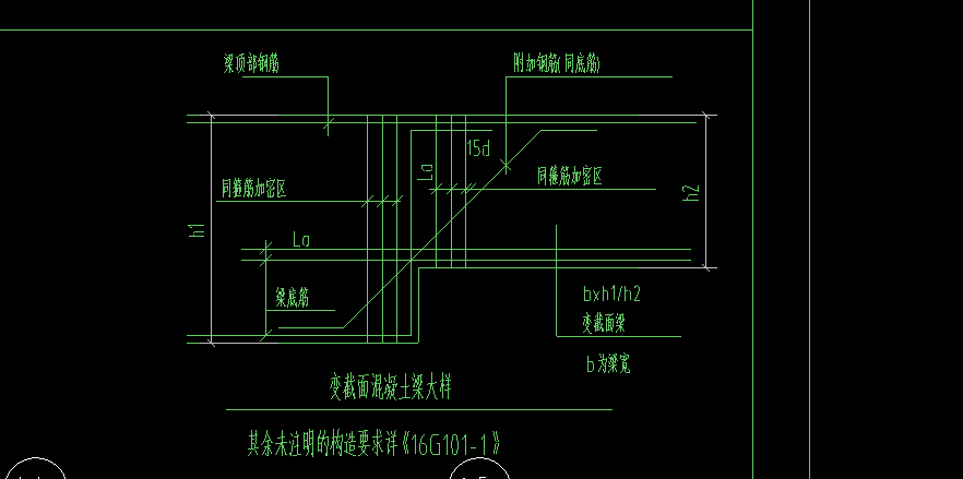 请问图中变截面梁尺寸怎么看或者怎么规定的,看下面标注说看16g101