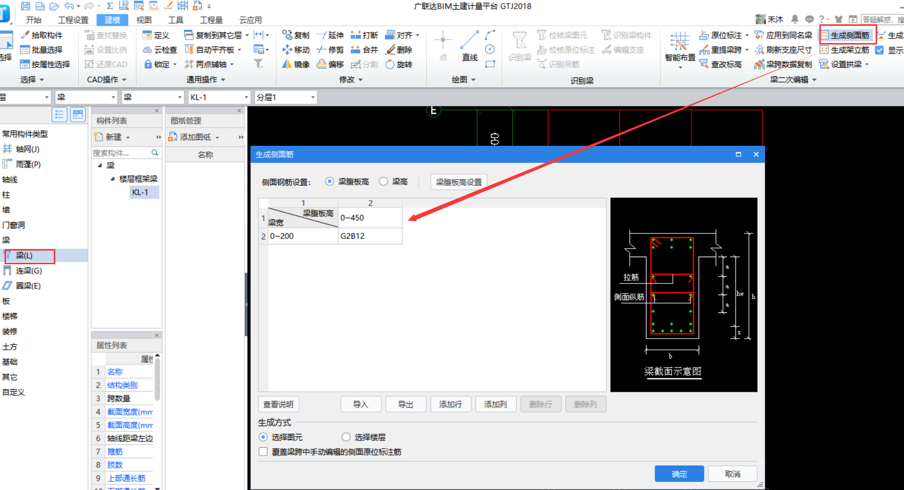 梁侧面