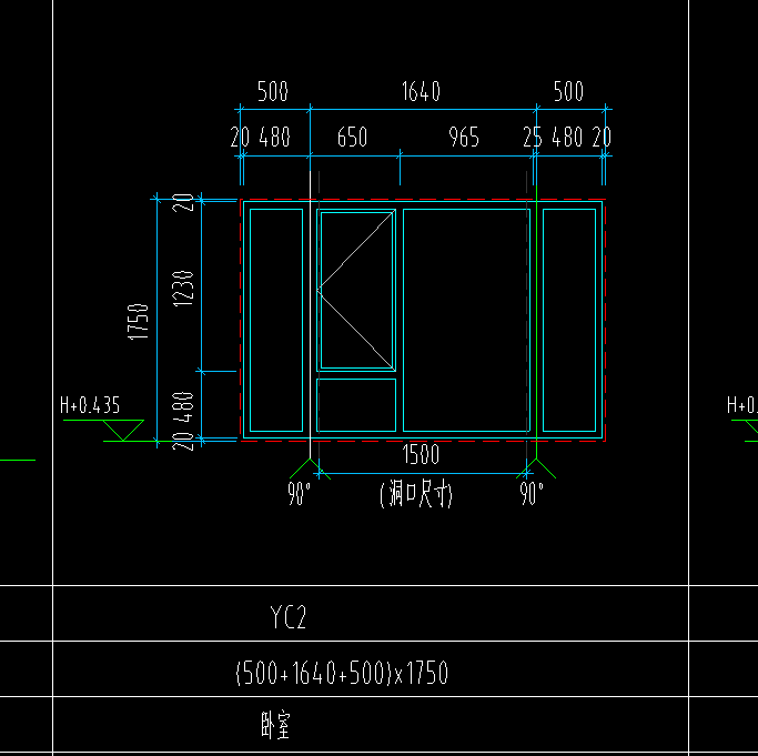 这个yc2窗我在布置的时候洞口宽度设置成多少,如图,我