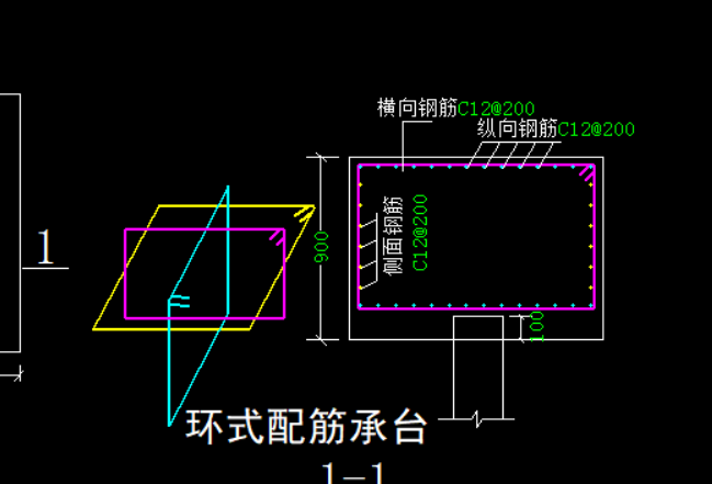 图纸要求是"梁板钢筋贯通承台",但是环式承台默认输入