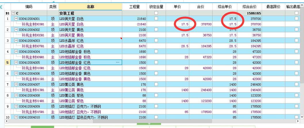 综合单价不