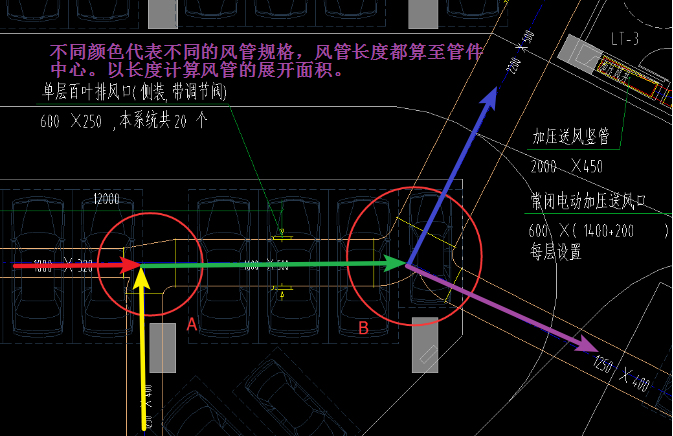 请教,这个风管变径三通如何计算面积?