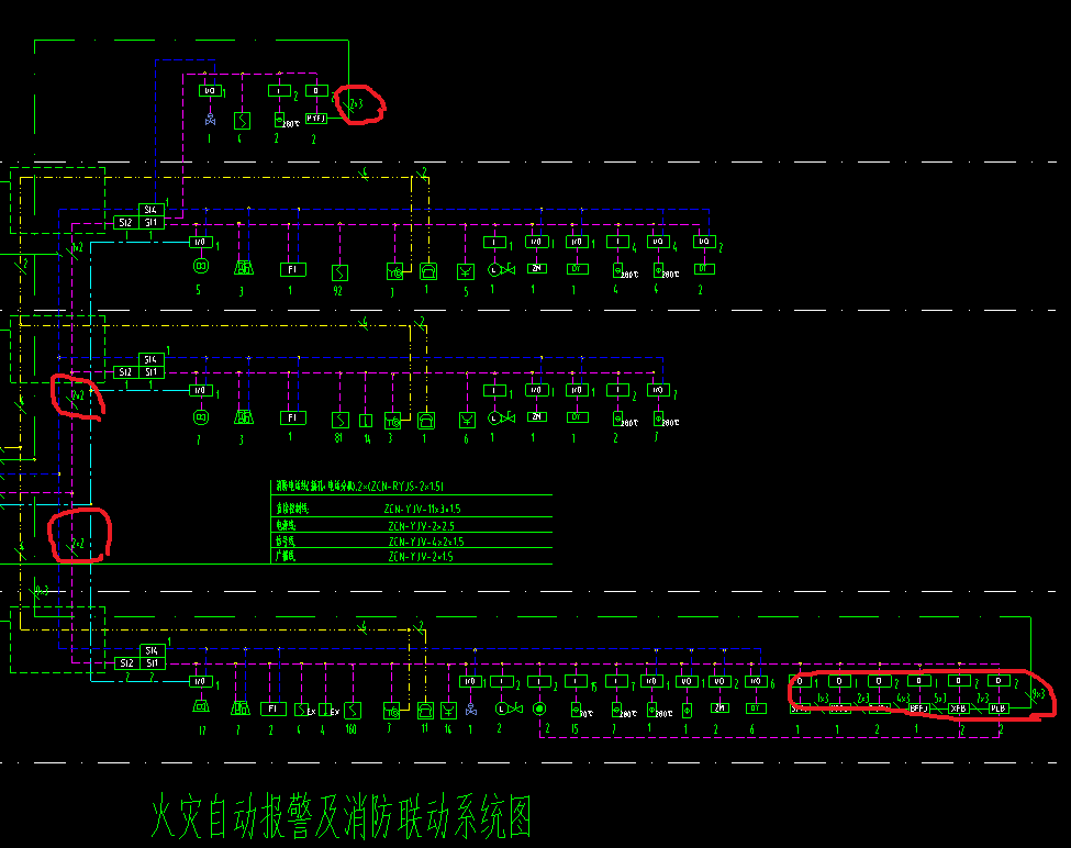 火灾自动报警及消防联动系统图中9*3   7*