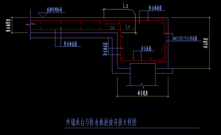 筏板与外墙,外墙承台连接的封边钢筋c12-250,1c10要如何设置才正确